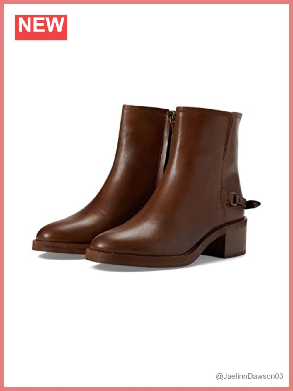 Premium Leather Ankle Booties with Block Heel and Zip Closure